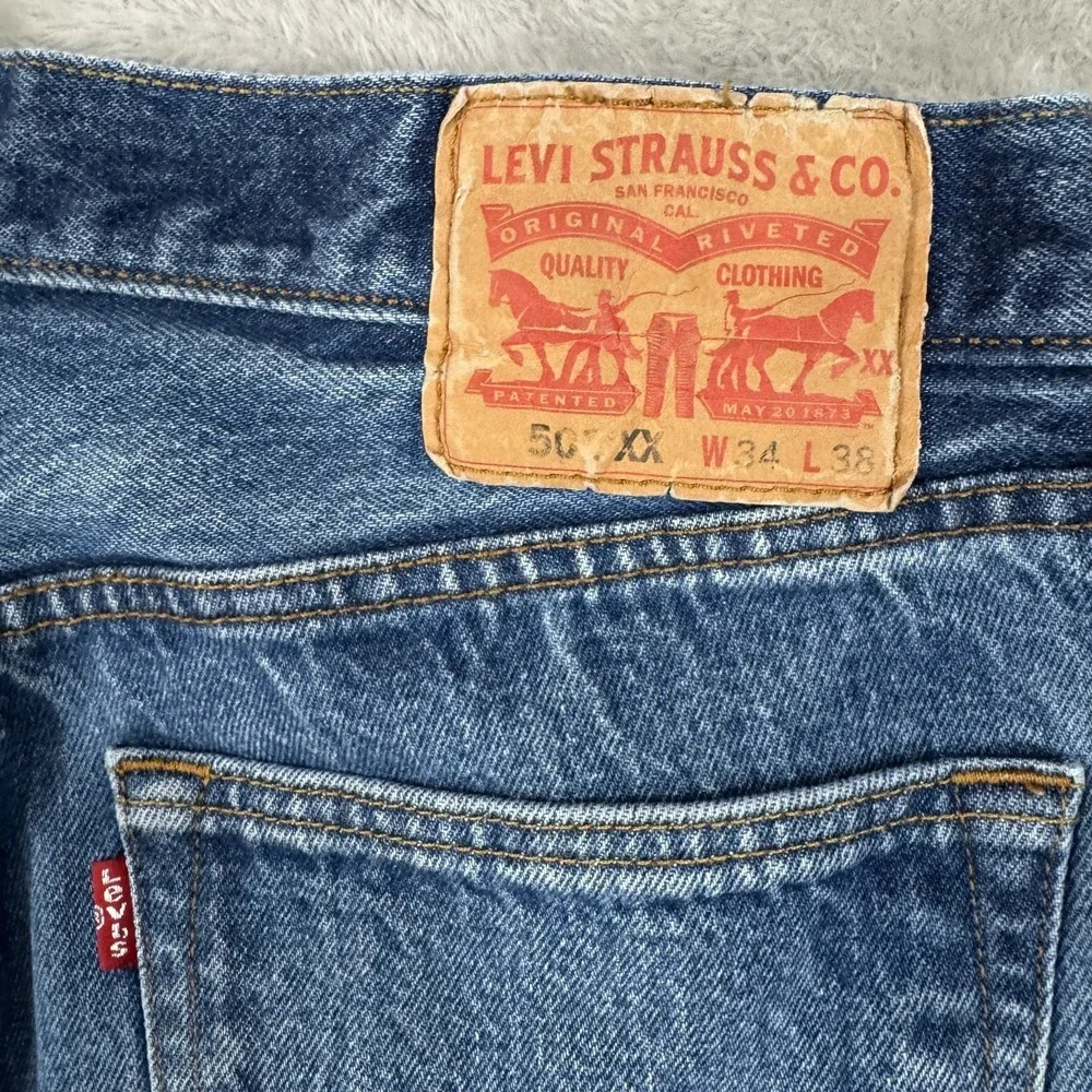 Levis 501XX Jeans Mens‎ 32x34 Button Fly Straight Blue Denim Original Red Tab